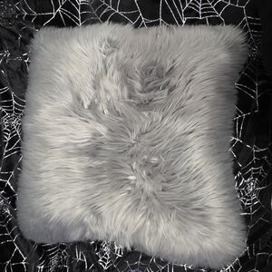 21x21 Silver Grey Faux Fur Shaggy Bohemian Throw Pillow